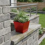 5" Red Recycled Plastic Indoor Outdoor Square Pot Planter