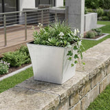 7" Silver Recycled Plastic Indoor Outdoor Square Pot Planter