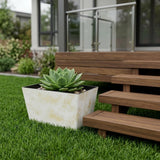 8" Cream Recycled Plastic Indoor Outdoor Rectangular Planter Box