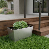 8" Silver Recycled Plastic Indoor Outdoor Rectangular Planter Box