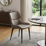 Gray and Black Upholstered Faux Leather Dining Side Chair