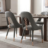 Set of Two Gray Upholstered Faux Leather Dining Side Chairs