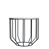 20" Black And Brown Solid Wood And Iron Round End Table