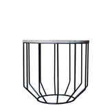20" Black And Brown Solid Wood And Iron Round End Table