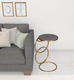 21" Gold And Gray Marble And Iron Round End Table