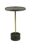 20" Black And Brown Solid Wood And Marble Round End Table