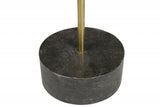 26" Black And Brown Solid Wood And Marble Round End Table