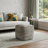 18" Gray Wool Cube Pouf Ottoman