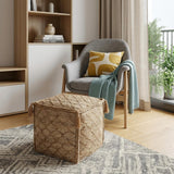 18" Brown Jute Cube Trellis Pouf Ottoman