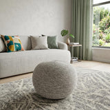 20" Gray Wool Round Ribbed Pouf Ottoman