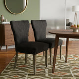 Set of Two Dark Gray And Brown Upholstered Fabric Dining Parsons Chairs