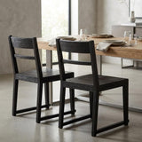 Set of Two Dark Gray Ladder Back Dining Side Chairs
