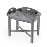 30" Gray Wood Oval Distressed Coffee Table