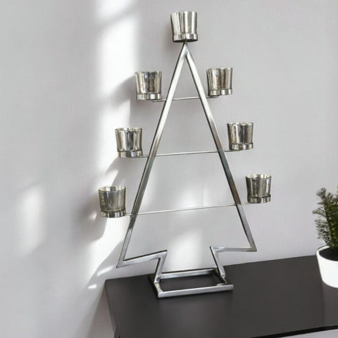 26"  Stainless Steel Christmas Tree Tea Light Candle Holder