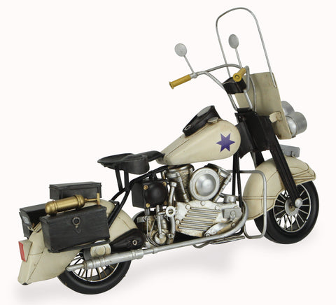 10" Cream Metal Hand Painted Motorcycle Model Motorcycle