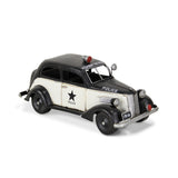 7" Black and White Metal Hand Painted 1937 Police Car Model Car
