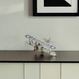 5" Blue and Gray Metal Hand Painted Model Airplane Tabletop Sculpture