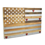 24" X 36" Brown and Gray Stars And Stripes Wood and Metal Hanging Dimensional Sculpture