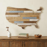 19" X 31" Brown and Gray USA Wood and Metal Hanging Dimensional Sculpture