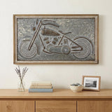 23" X 39" Gray and Brown Wood and Metal Wall Decor