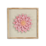 12" X 13" Pink and Off White Flower Wood and Metal Wall Decor