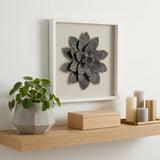 12" X 13" Black And Gold Flower Wood and Metal Wall Decor