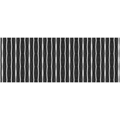 2' X 5' Black And White Modern Stripe Printed Vinyl Area Rug with UV Protection