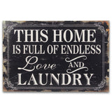 16" X 24" Black and White Endless Love And Laundry Wood Wall Decor