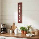 37" X 8" Red And White Kitchen Metal Wall Decor