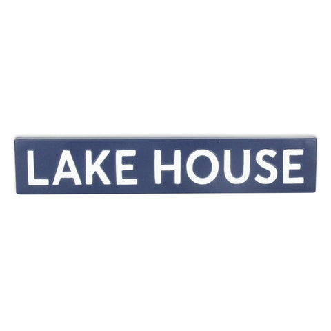 5" X 24" Blue and White Lake House Metal Wall Decor