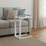 25" White Laminate and Iron End Table
