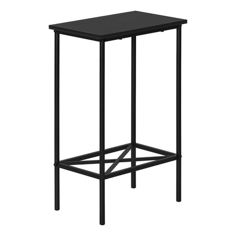 24" Black Wood And Metal End Table With Shelf