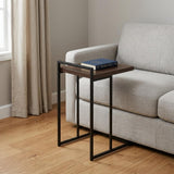 27" Espresso and Black Wood and Iron End Table