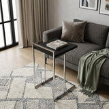 27" Black and Silver Wood and Iron End Table