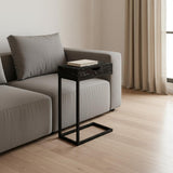 25" Black Laminate and Iron End Table With Drawer