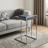 27" Dark Gray and Silver Wood and Iron End Table