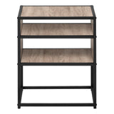 22" Black And Deep Taupe End Table With Two Shelves