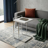 27" White and Silver Wood and Iron End Table
