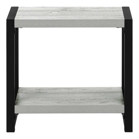 22" Gray And Black Wood And Metal Frame End Table With Shelf