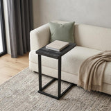 25" Black Distressed Wood and Iron End Table