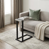 25" Gray and Black Distressed Wood and Iron End Table