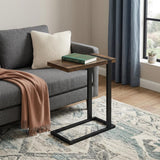 25" Brown and Black Distressed Wood and Iron End Table