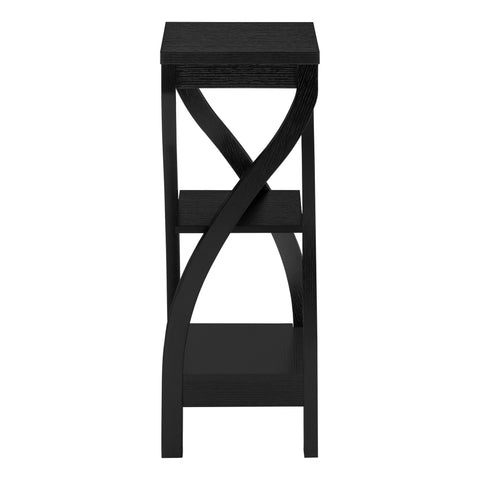 32" Black Wood Square End Table With Two Shelves