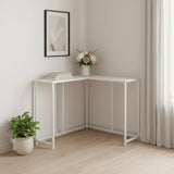 32" White Laminate and Iron Frame End Table
