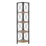 59" Taupe Metal Corner Bookcase