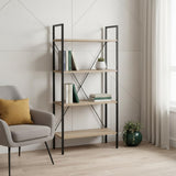 48" Taupe Metal and Wood Four Tier Etagere Bookcase
