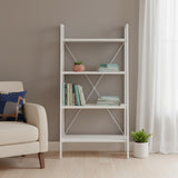 48" White Metal and Wood Four Tier Etagere Bookcase
