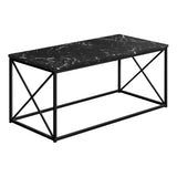 41" Black Wood And Metal Coffee Table