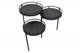 23" Black Solid Wood And Iron Round End Table