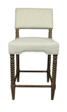 26 " Off White And Brown Solid and Manufactured Wood Counter Height Bar Chair